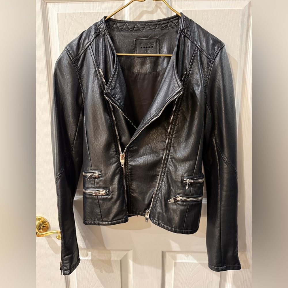 Blank NYC Black Faux Leather Jacket with Silver Accents